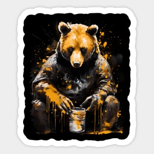 Brown Bear Eating Honey Sticker